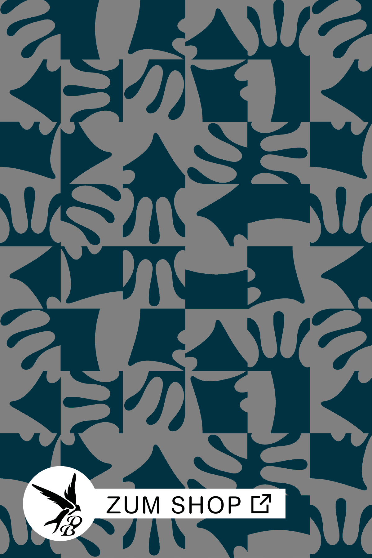 Abstraktes Stoffdesign by Daniela Bonn in Petrol/ Blau Grau