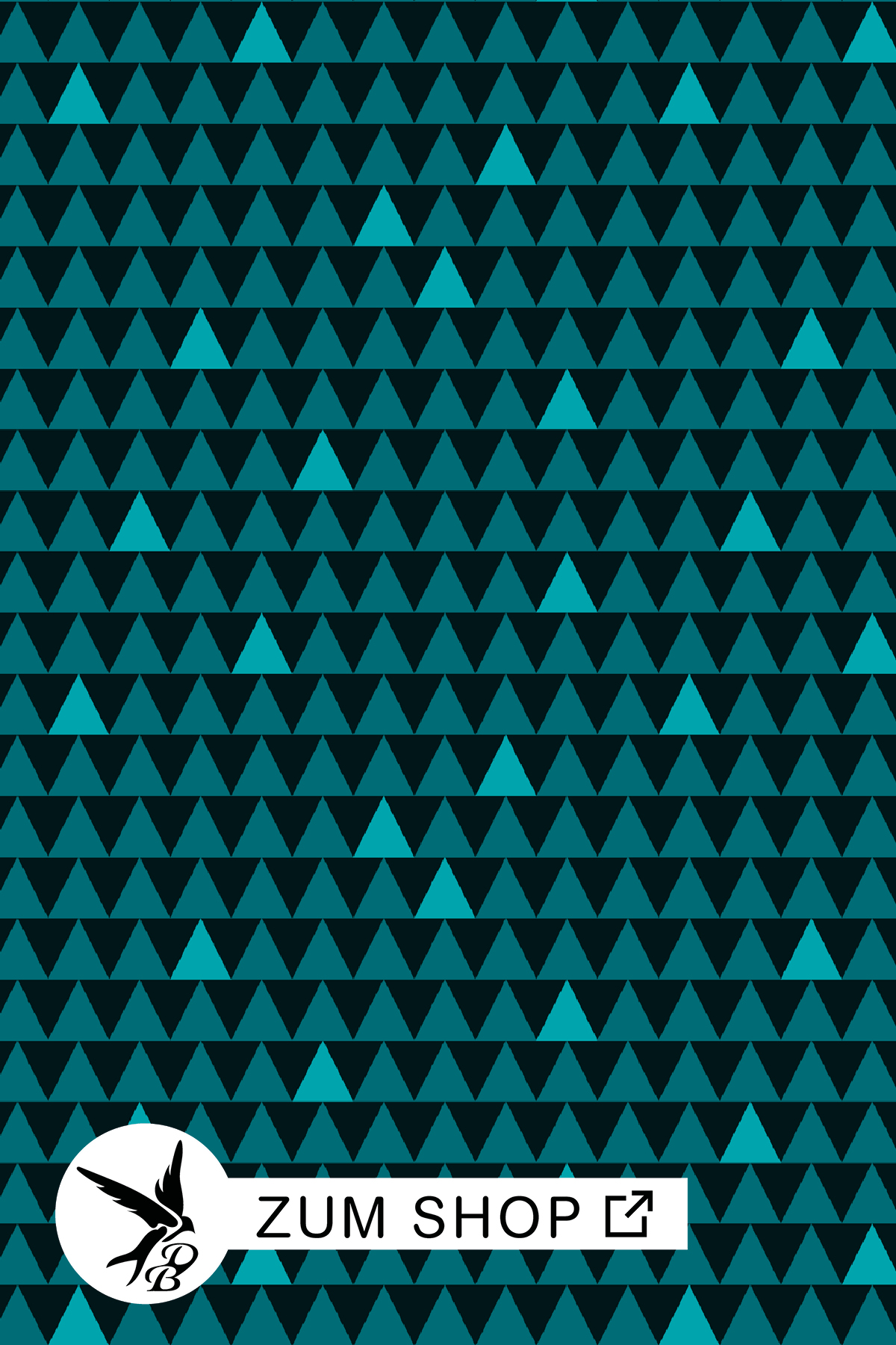 Stoffdesign mit petrolfarbenen Dreiecken