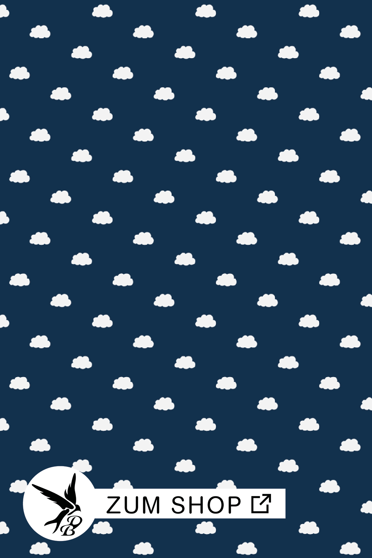 Stoff mit kleinen Wolken in den Farben Blau und Weiss