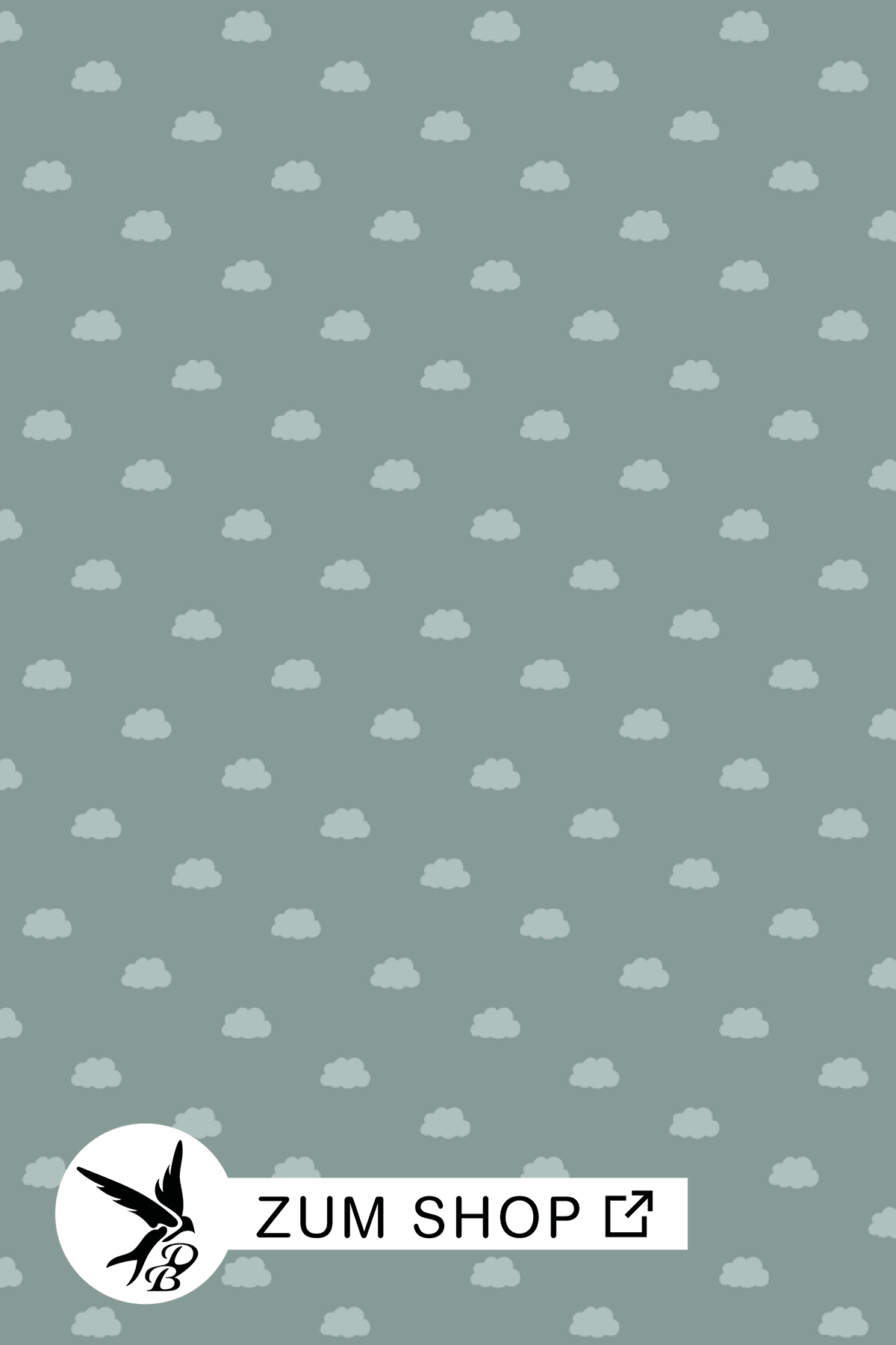 Stoff mit kleinen Wolken in der Farbe Mint