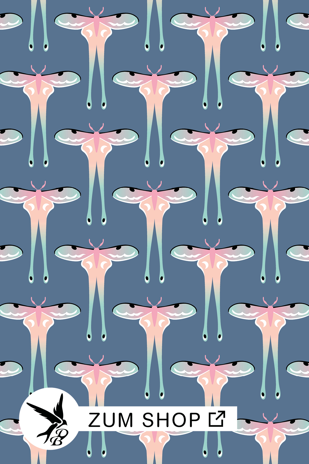 Stoff mit Schmetterlingen in Pastellfarben