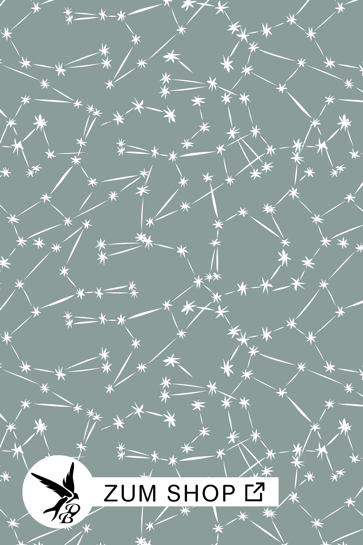 Great-Bear-Sterne-Stoff-gruen Stoffdesign mit Sternen auf einem grünen Hintergrund