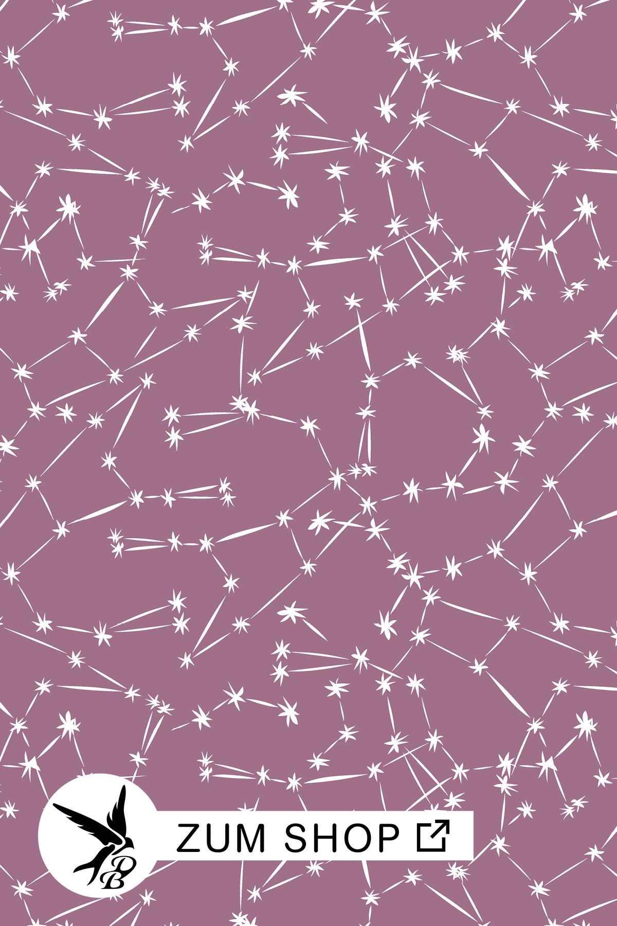 Great-Bear-Sterne-Stoff-lila Stoffdesign mit Sternen auf einem lila Hintergrund