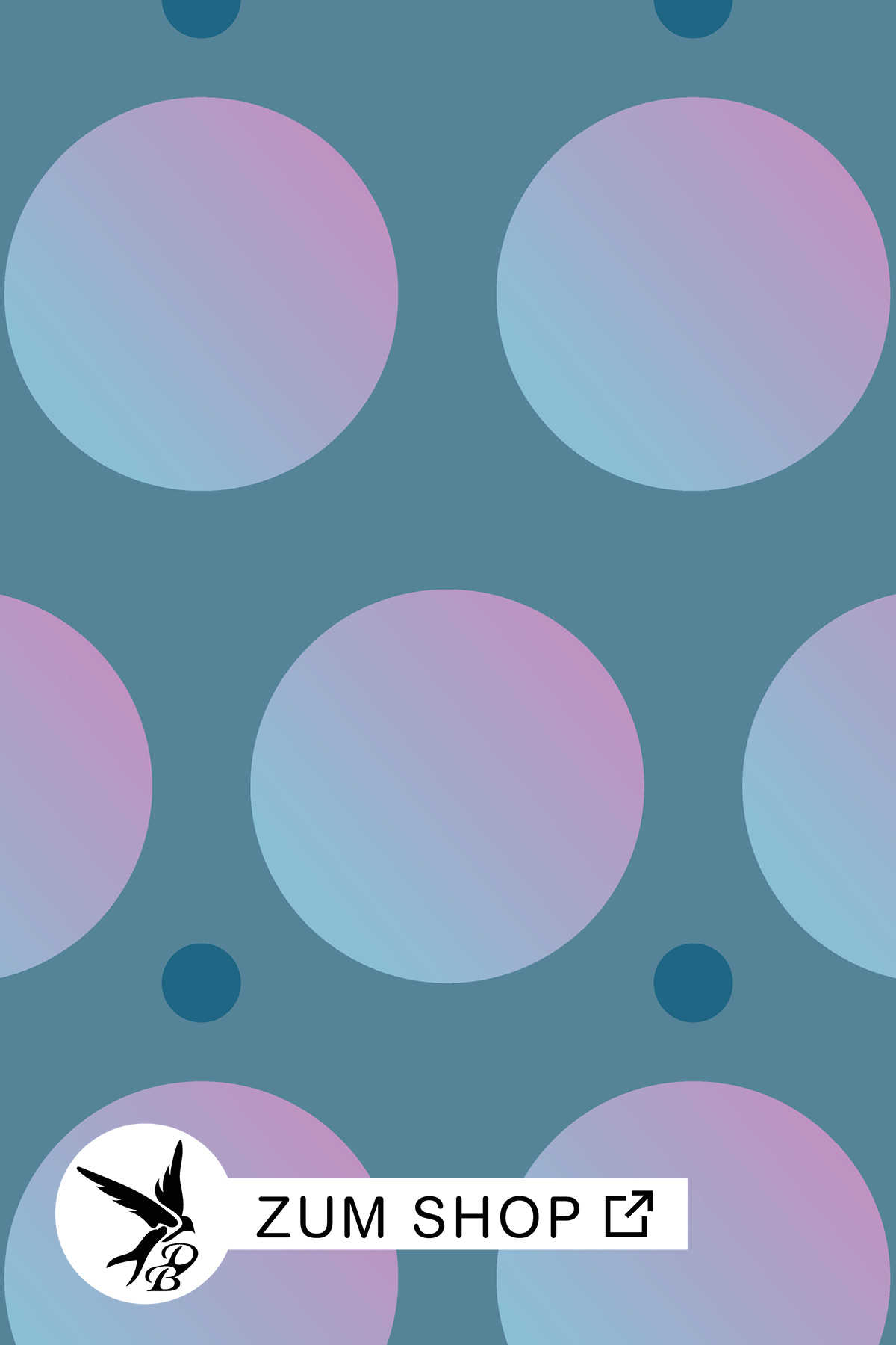 Shadow Glow Stoff mit Punkten in Lila, Türkis mit sanftem Farbverlauf – dezent und vielseitig kombinierbar.