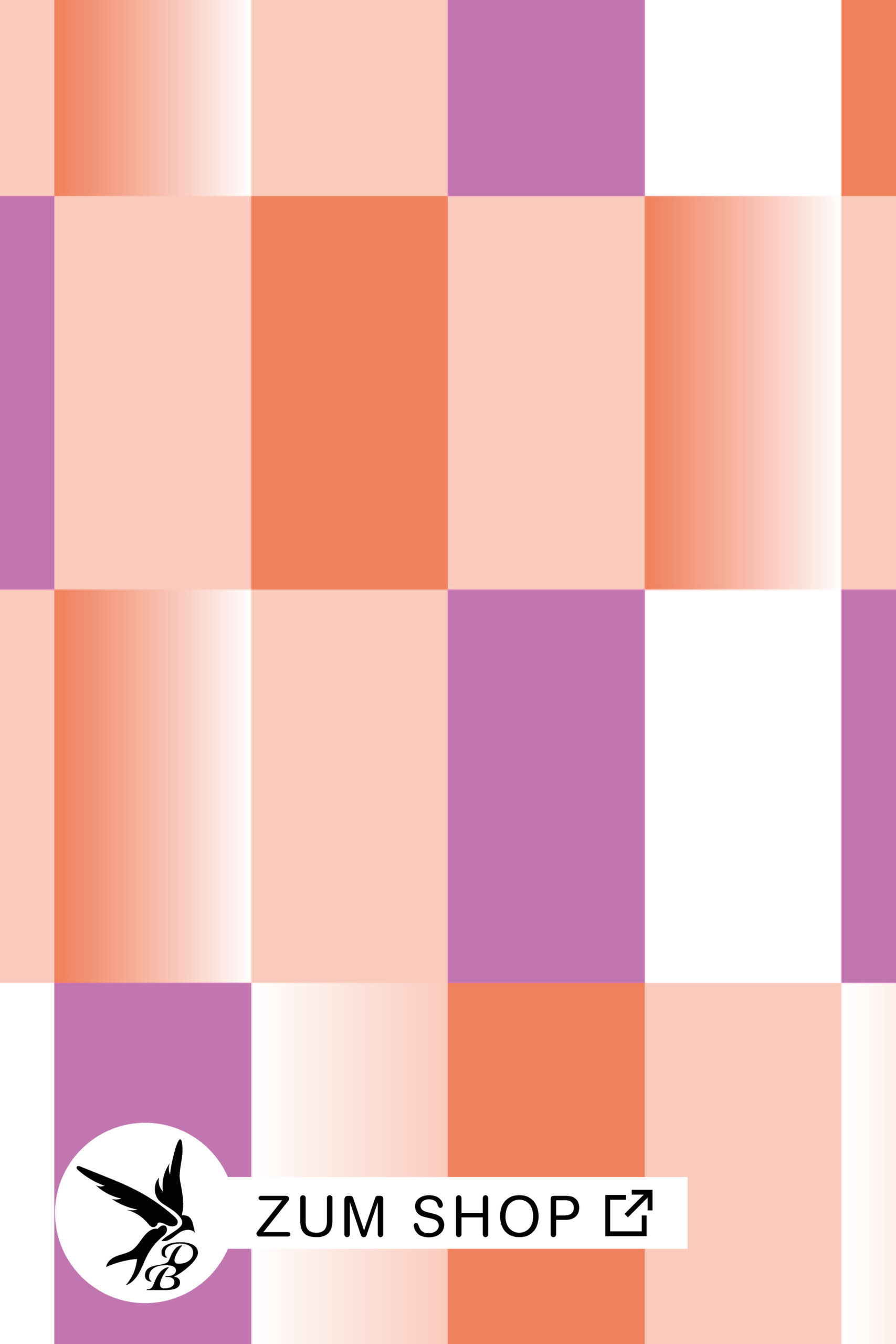 Prism-Glow-Stoffkollektion-Karo-Orange-Daniela-Bonn Stoffdesign mit pinken und orangenen Karos in Pastellfarben mit Farbverlauf