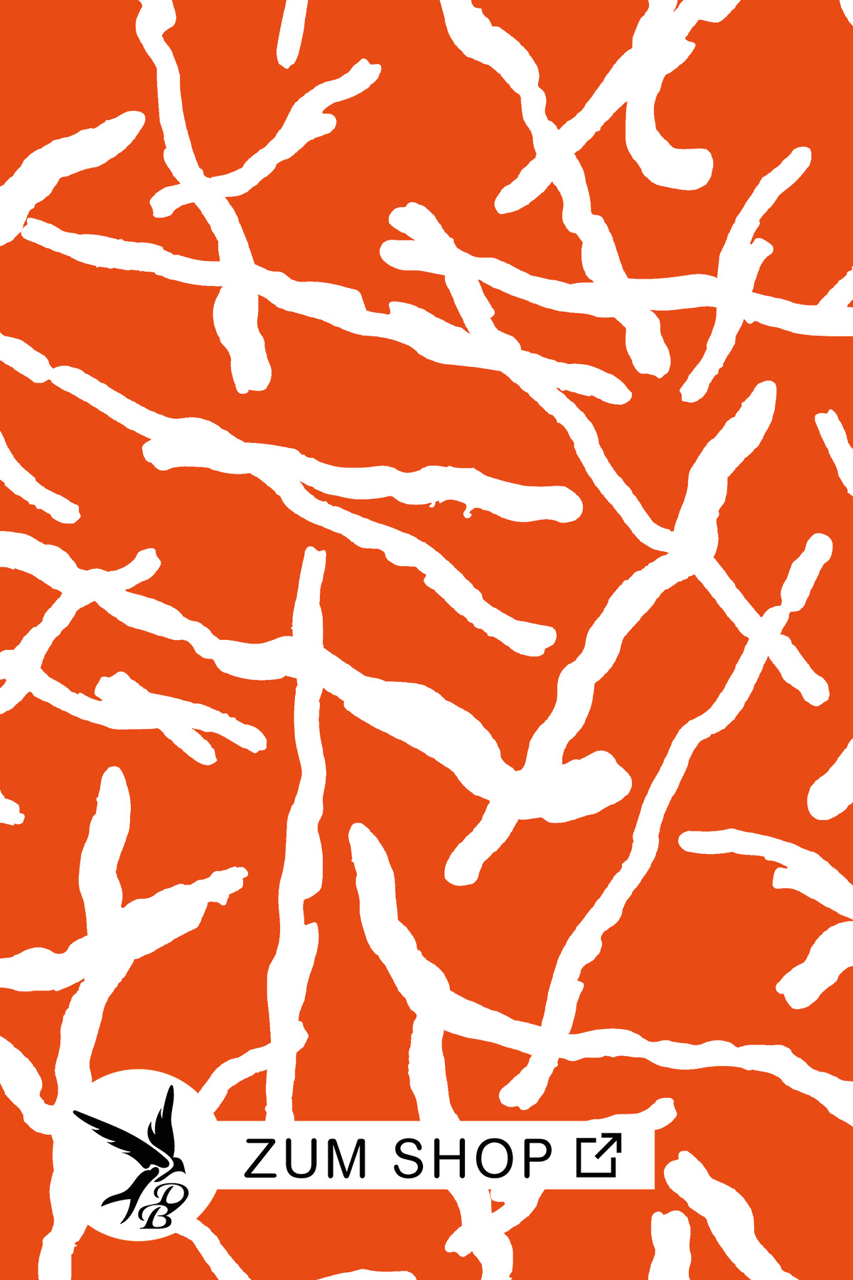 Stoffdesign mit abstrakten Streifen in den Farben Orange und Weiss