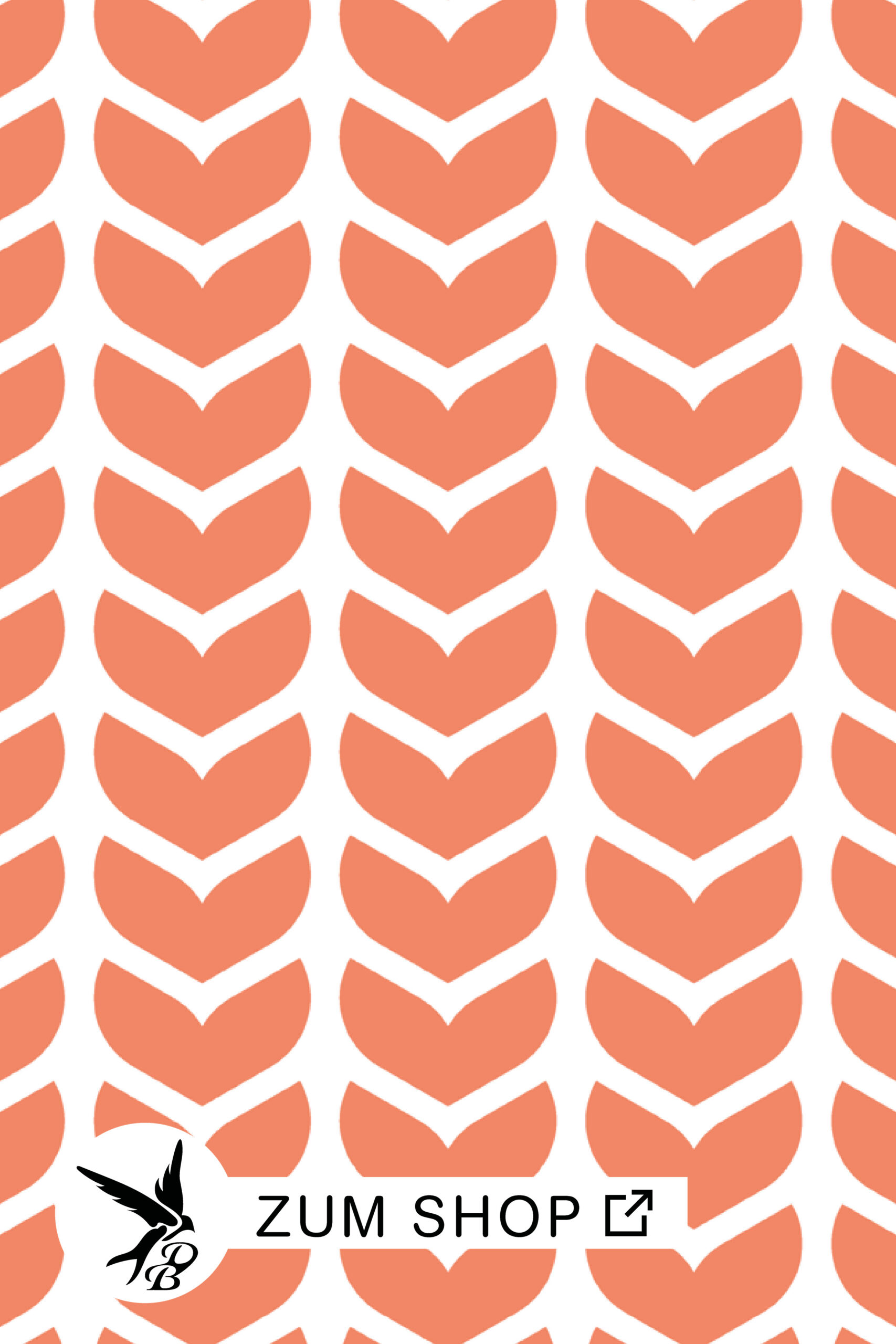 Stoff mit blättrigen/ herzförmigen Muster in der Farbe Orange