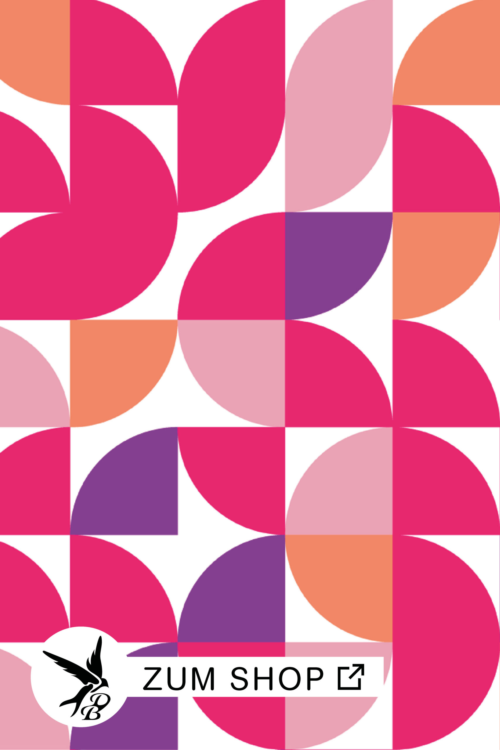 Stoff mit teilweise großen angeschnittenen Kreisen in den Farben Rot, Rosa, Lila und Orange